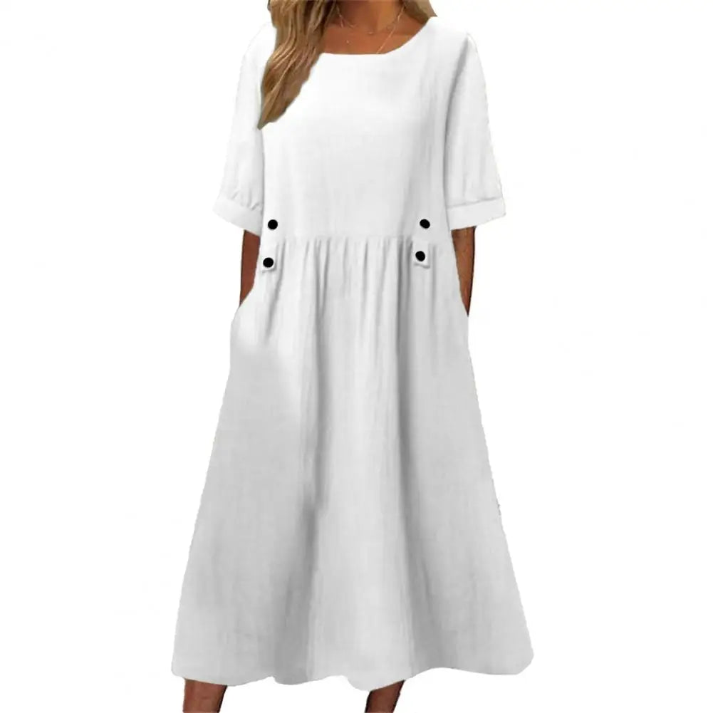 Boho™ | Midi-mekko taskuilla ja napilla