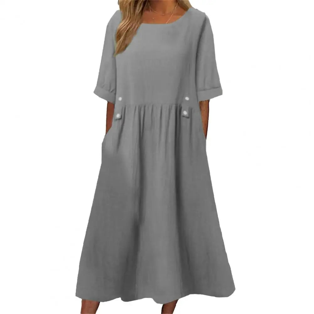 Boho™ | Midi-mekko taskuilla ja napilla