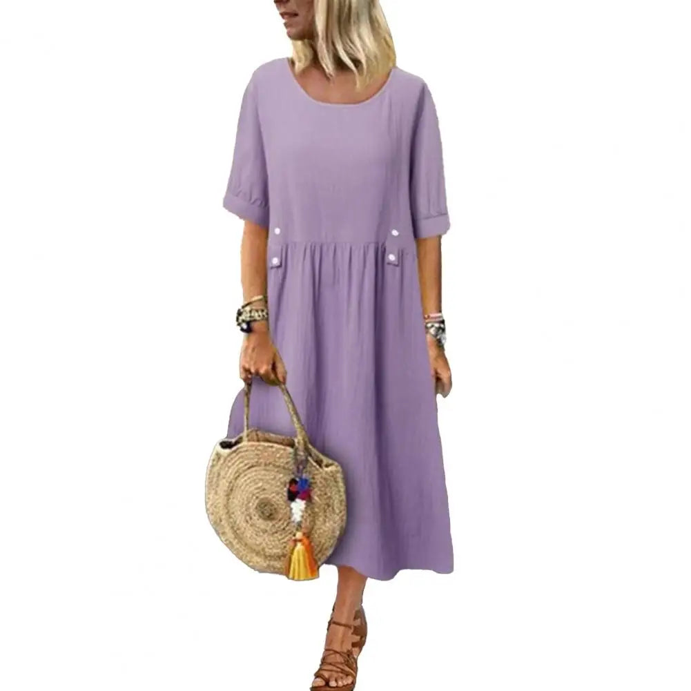 Boho™ | Midi-mekko taskuilla ja napilla