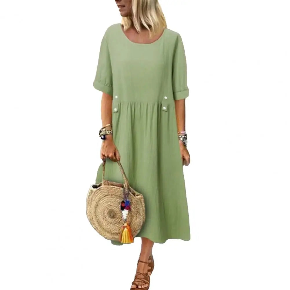 Boho™ | Midi-mekko taskuilla ja napilla
