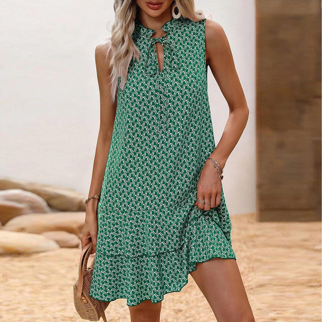 Linda™ | Tyylikäs hihaton mekko V-pääntiellä
