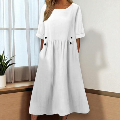 Boho™ | Midi-mekko taskuilla ja napilla