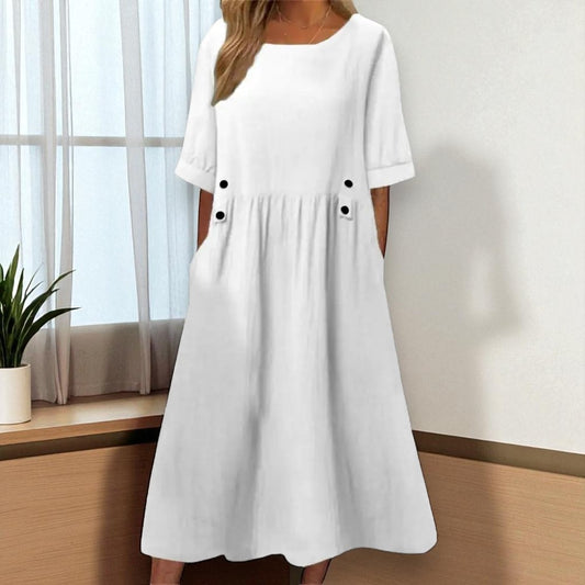 Boho™ | Midi-mekko taskuilla ja napilla
